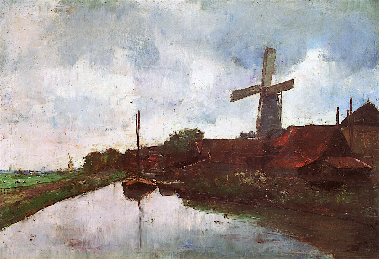 Dutch Canal with Windmill by Lesser Ury,A3(16x12")Poster