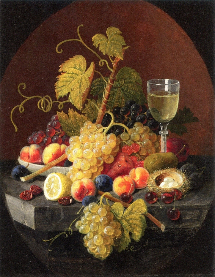 Still Life with Bird's Nest, vintage artwork by Severin Roesen, A3 (16x12") Poster Print