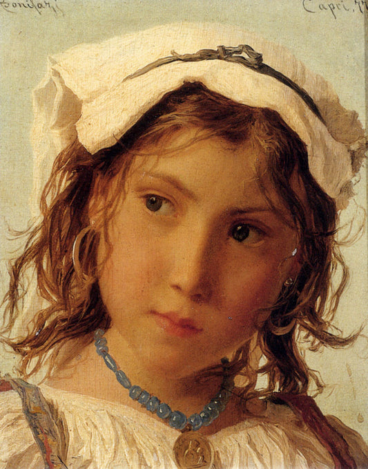 Peasant Girl from Capri, vintage artwork by Adriano Bonifazi, 12x8" (A4) Poster