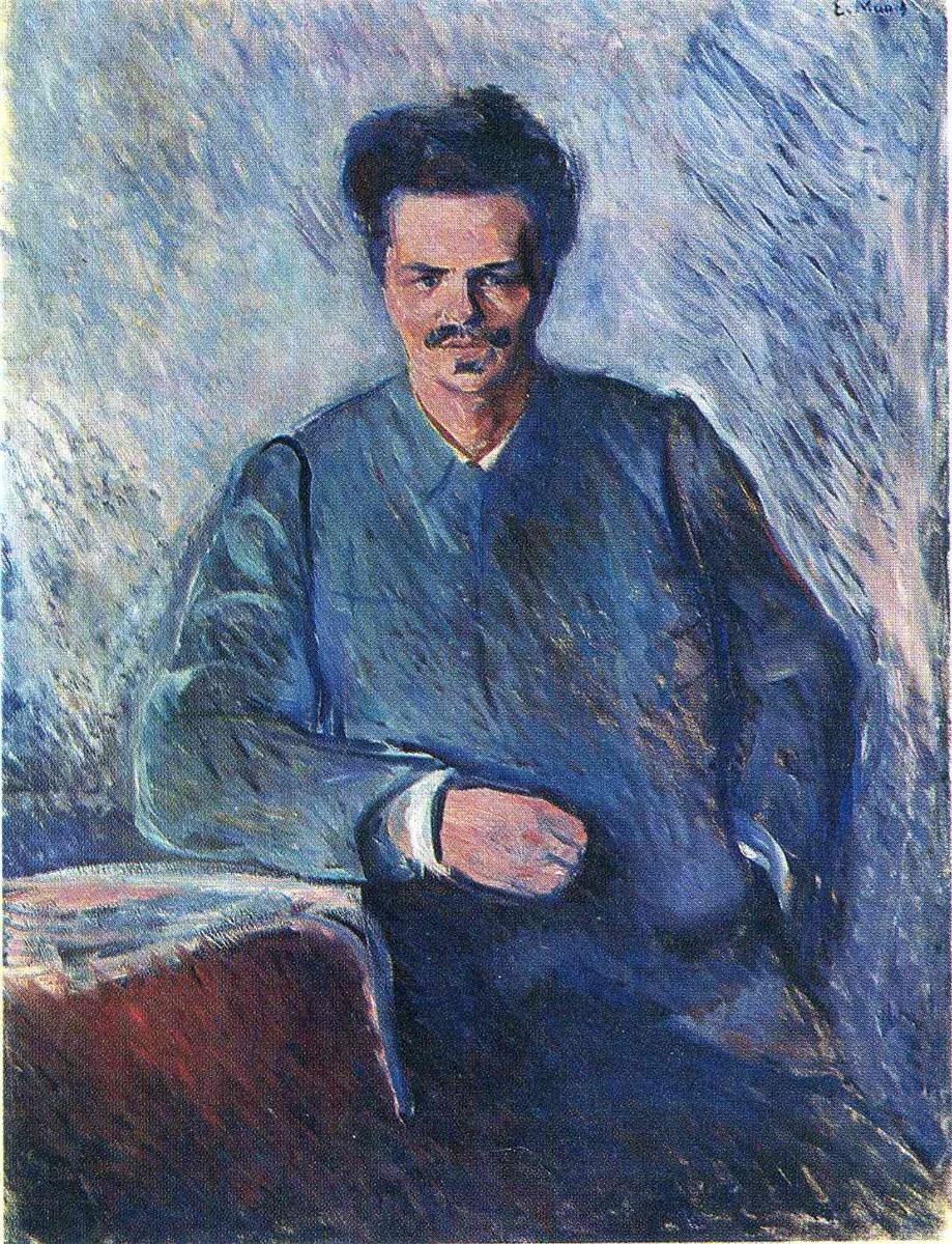 August Strindberg, vintage artwork by Edvard Munch, 12x8" (A4) Poster