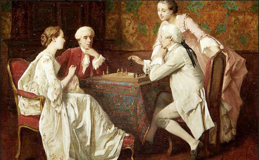 The Game of Chess, vintage artwork by Benjamin Eugene Fichel, 12x8" (A4) Poster