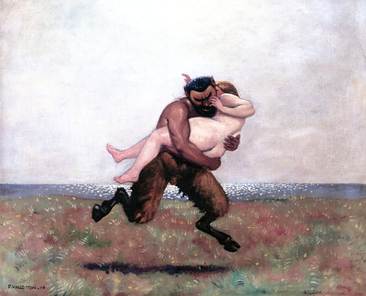 Galloping Satyr Abducting a Woman, vintage artwork by Felix Vallotton, 12x8" (A4) Poster