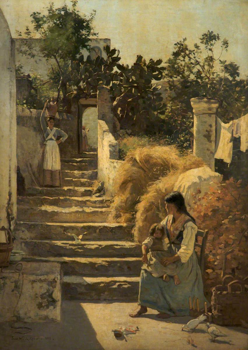 Scene in Capri, Italy, vintage artwork by Frederick William Jackson, 12x8" (A4) Poster