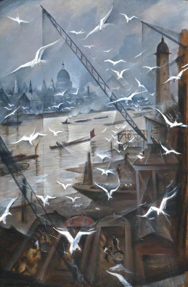 London, Winter, vintage artwork by Christopher Nevinson, 12x8" (A4) Poster