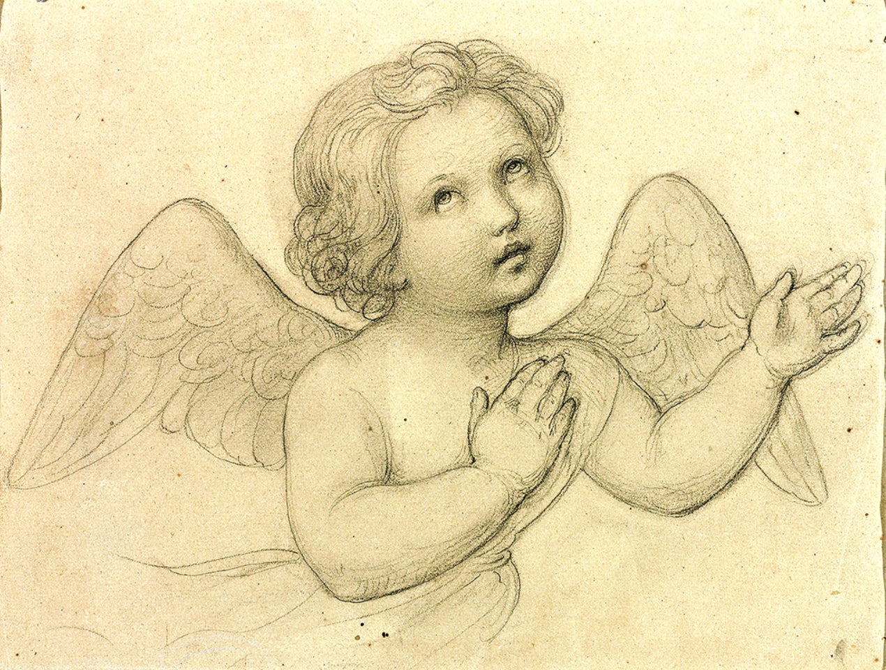 Winged Angel, vintage artwork by Marie Ellenrieder, 12x8" (A4) Poster