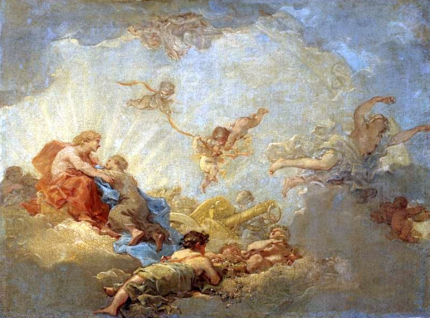 Apollo and Aurora (Study), vintage artwork by Jean-Simon Berthelemy, 12x8" (A4) Poster