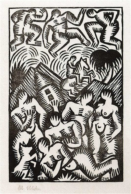 Eight Nudes and Horseman in a Landscape by Maria Uhden,16x12(A3) Poster