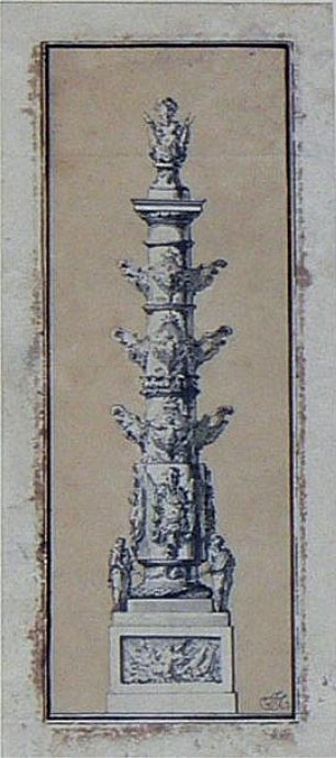 Project of a Column, vintage artwork by Louis-Gustave Taraval, 12x8" (A4) Poster