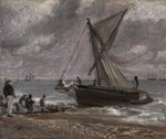 Beaching a Boat, Brighton, vintage artwork by John Constable, 12x8" (A4) Poster