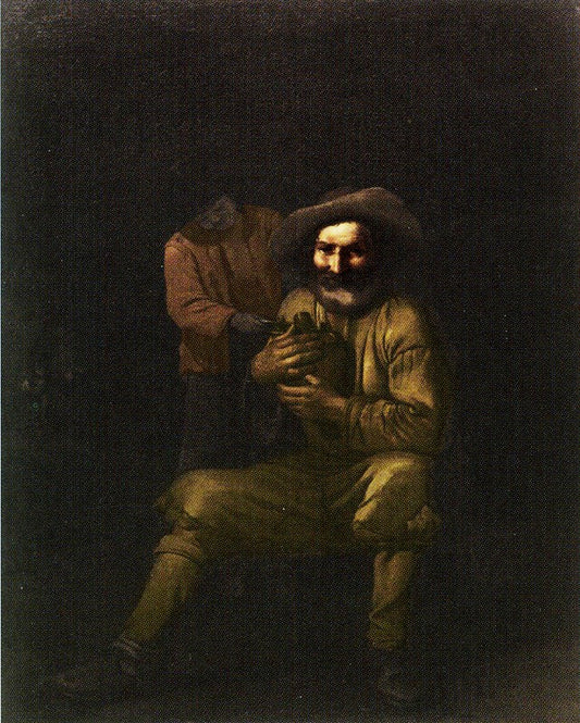 A Peasant Holding a Wine Jug, vintage artwork by Attributed to Michiel Sweerts, 12x8" (A4) Poster