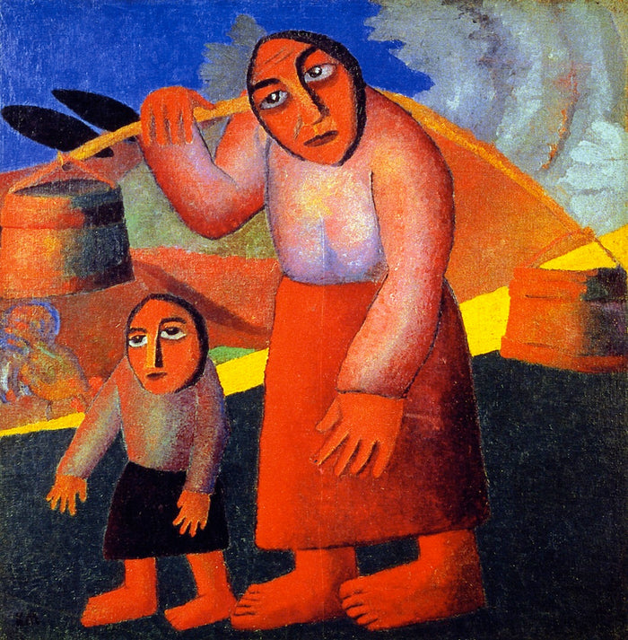 Peasant Woman with Water Pails by Kasimir Malevich,16x12(A3) Poster