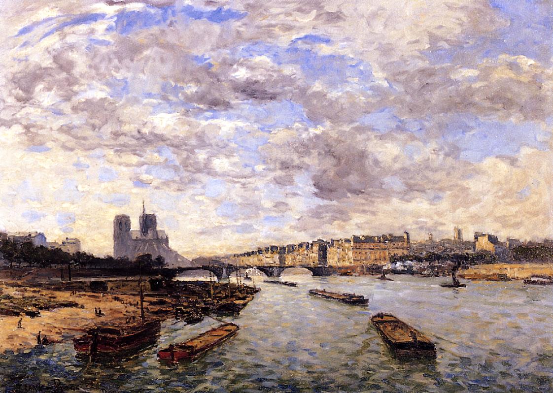 The Seine, View of  Pont d'Austerlitz, vintage artwork by Frank Myers Boggs, 12x8" (A4) Poster