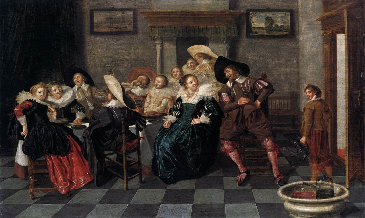 A Banquet, vintage artwork by Dirck Hals, 12x8" (A4) Poster