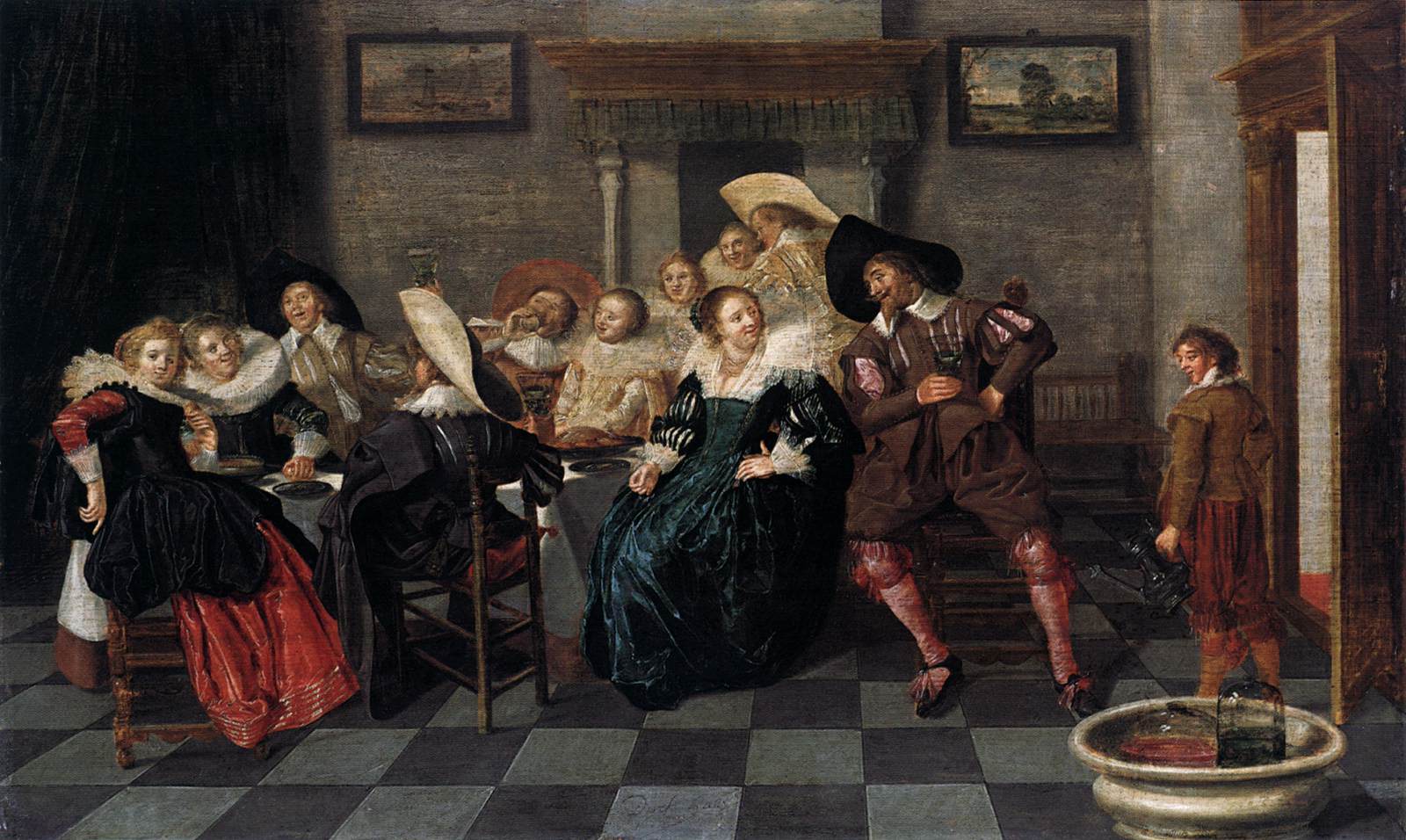 A Banquet, vintage artwork by Dirck Hals, 12x8" (A4) Poster