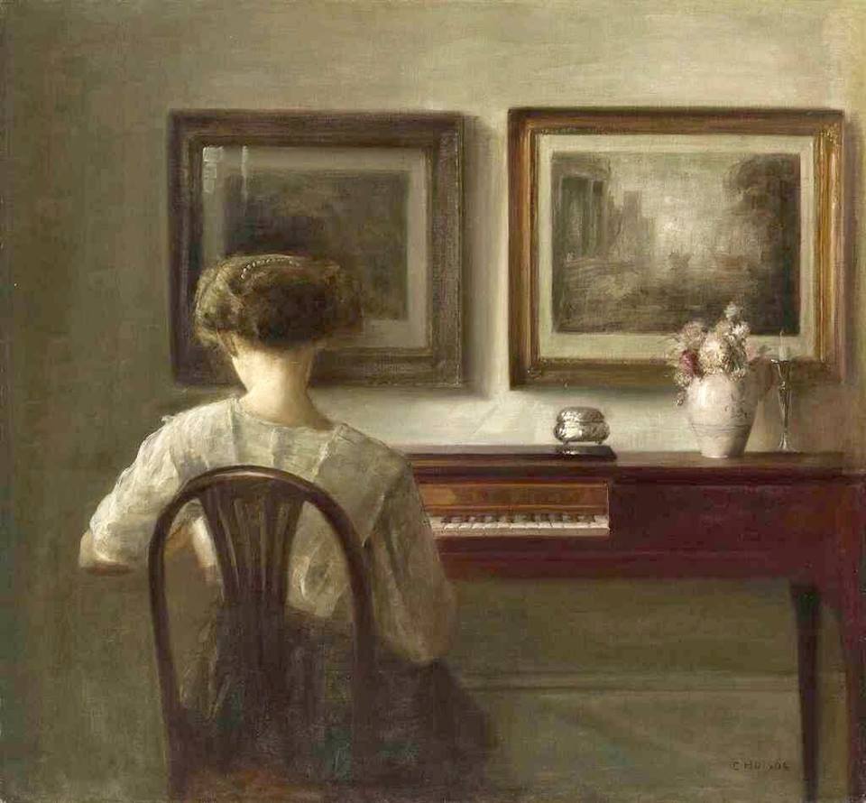 Young Lady at the spinet by Carl Vilhelm Holsoe,A3(16x12")Poster