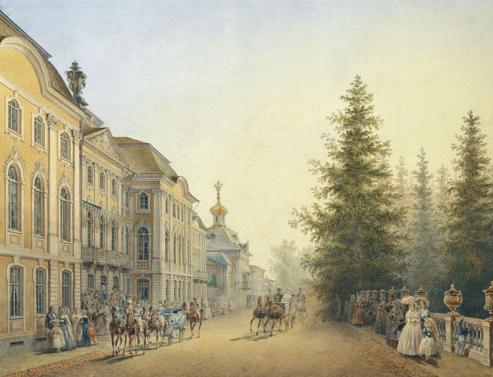 Peterhof Palace, vintage artwork by Vasily Sadovnikov, A3 (16x12