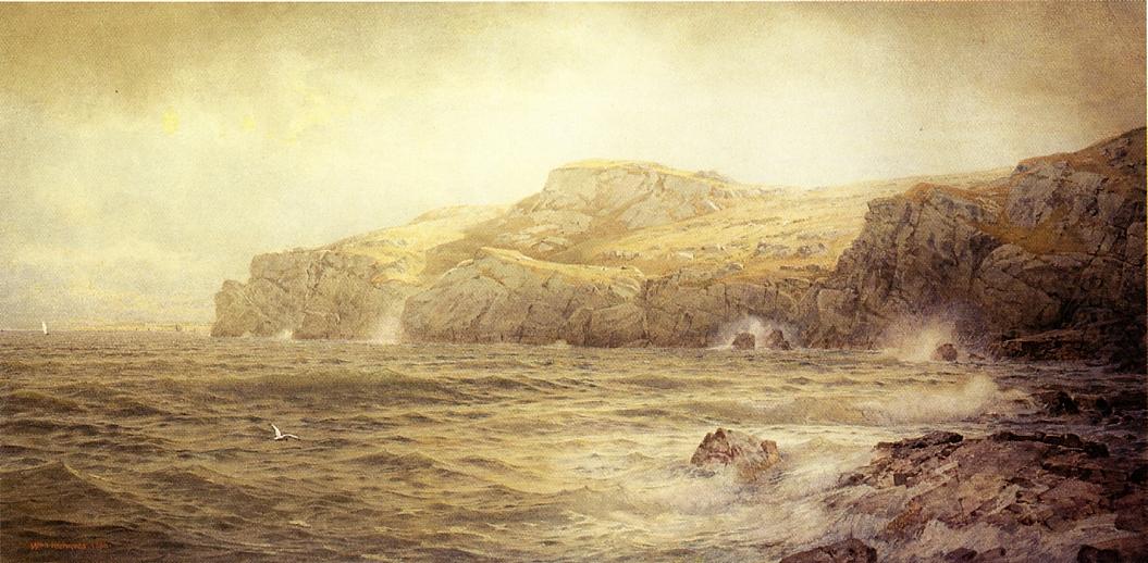 Conanicut Island from Gray Cliff, Newport, vintage artwork by William Trost Richards, 12x8" (A4) Poster
