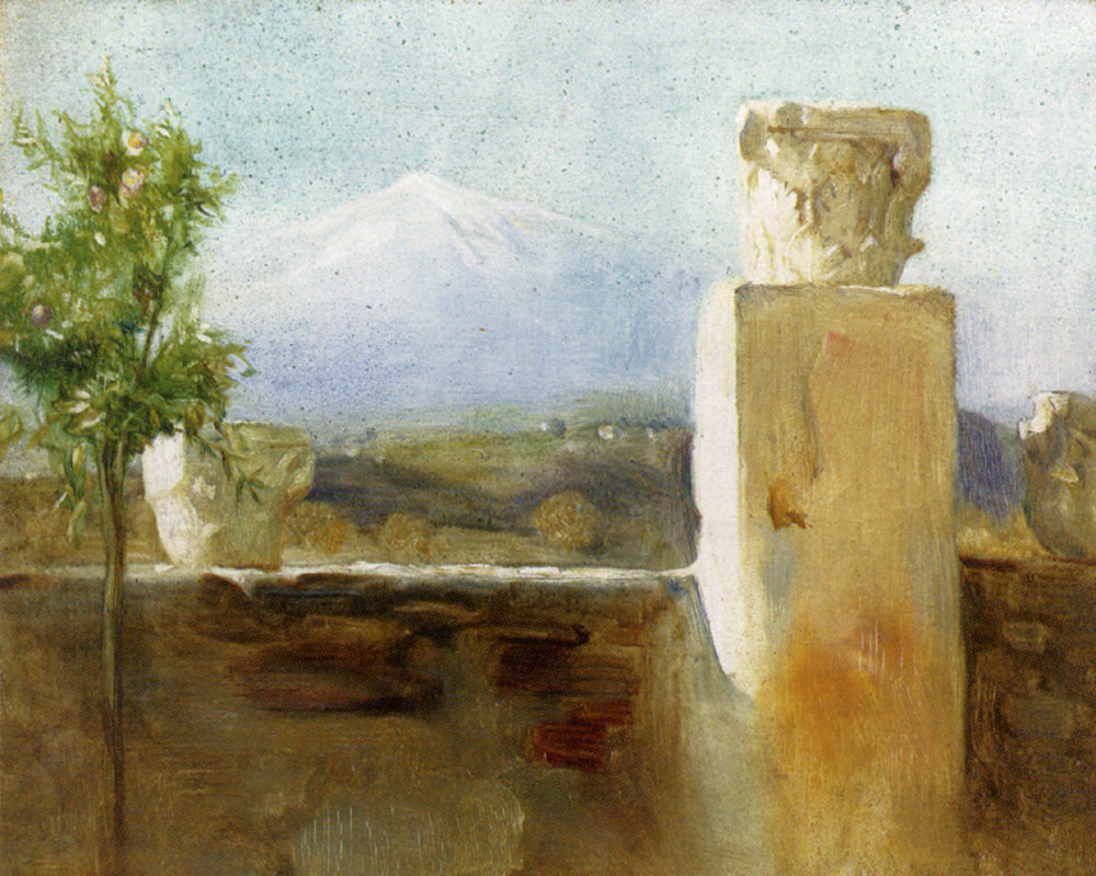Mount Etna From Taormina, vintage artwork by Arthur Hacker, 12x8" (A4) Poster