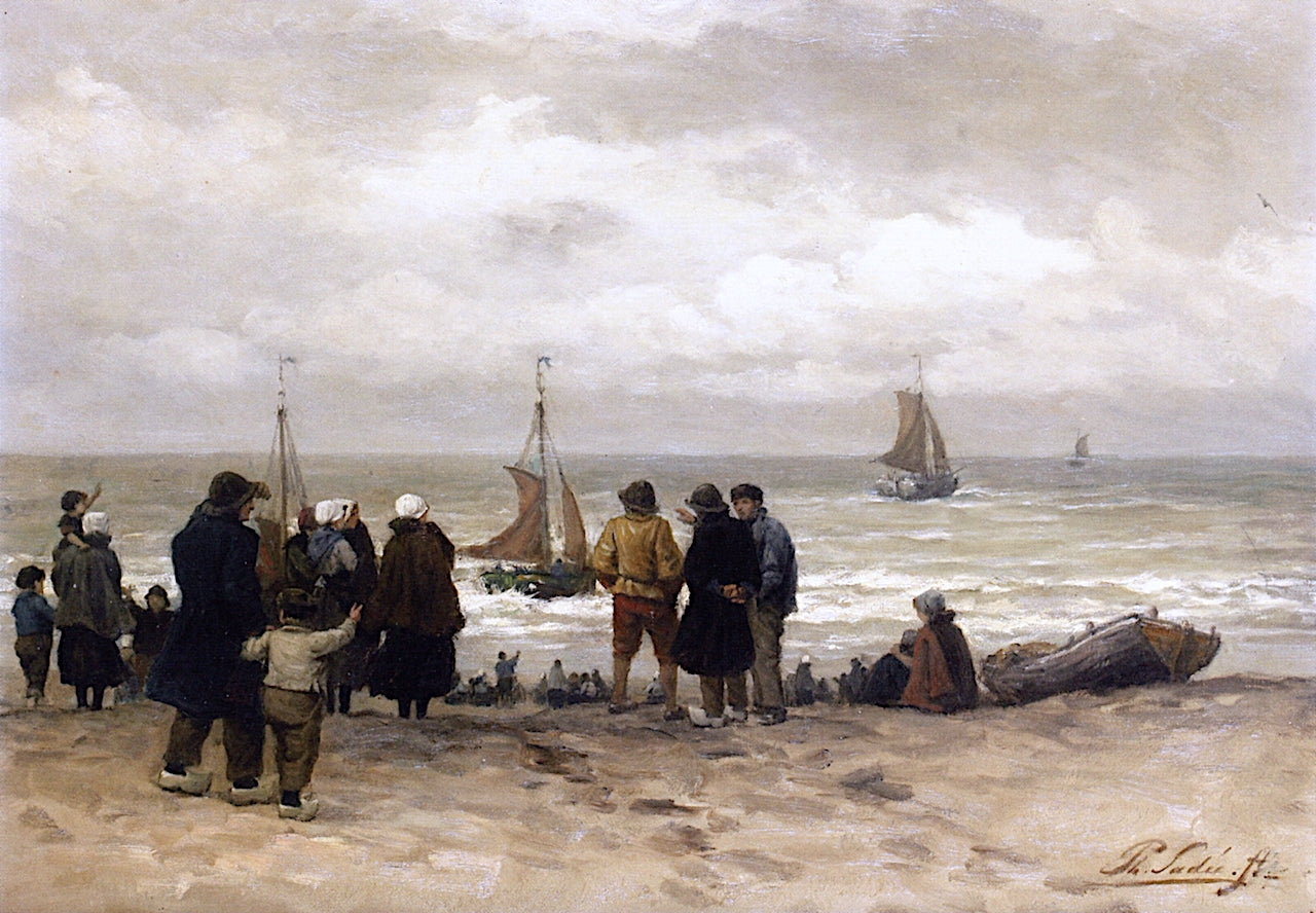 The Departing Fleet, vintage artwork by Philip Lodewijk Jacob Frederik Sadee, 12x8" (A4) Poster