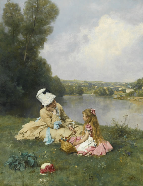 Summer Day near Giverny, vintage artwork by Ferdinand Heilbuth, 12x8" (A4) Poster