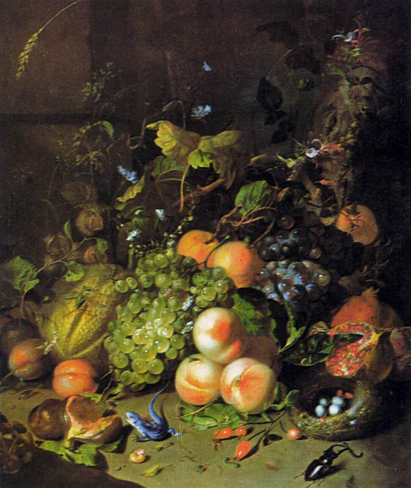 Flower Still-Life, vintage artwork by Rachel Ruysch, 12x8" (A4) Poster