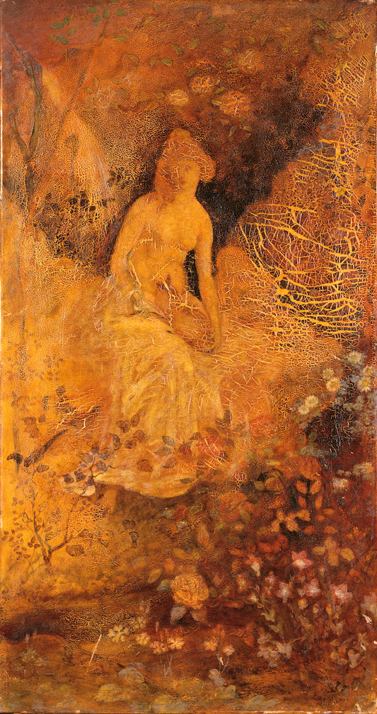 Panel for a Screen: Woman with a Deer, vintage artwork by Albert Pinkham Ryder, 12x8" (A4) Poster
