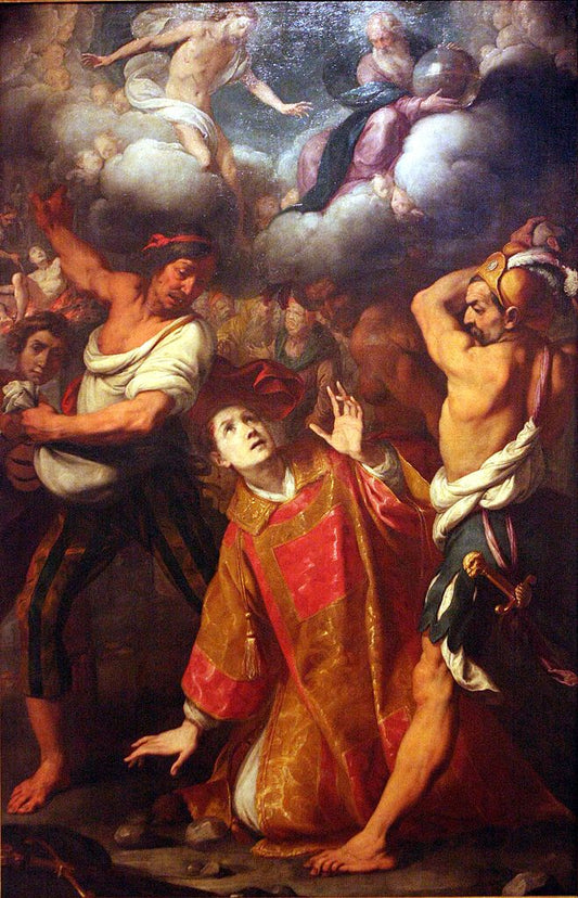 The Martyrdom of St. Stephan, vintage artwork by Daniele Crespi, 12x8" (A4) Poster