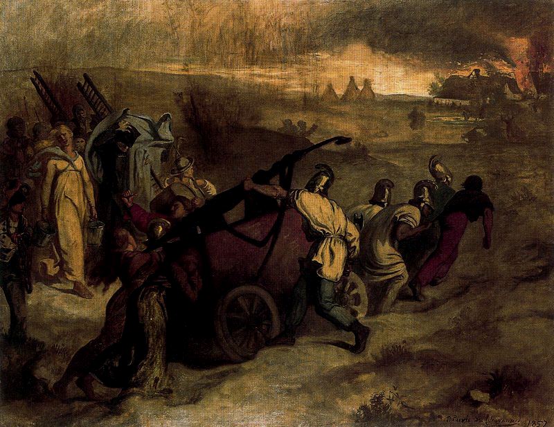 The Village Firemen, vintage artwork by Pierre Puvis de Chavannes, 12x8" (A4) Poster