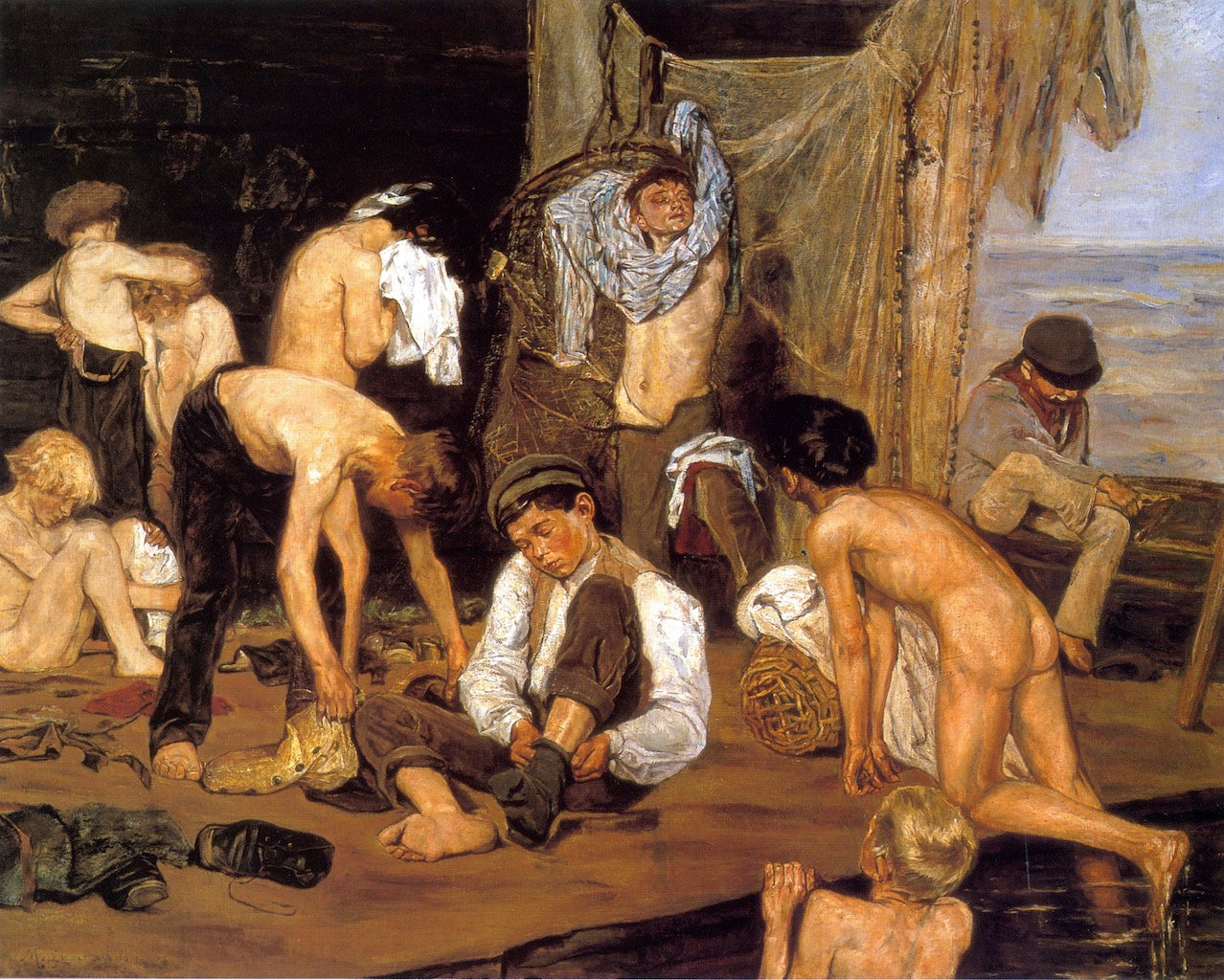 At the Swimming Hole, vintage artwork by Max Liebermann, 12x8" (A4) Poster