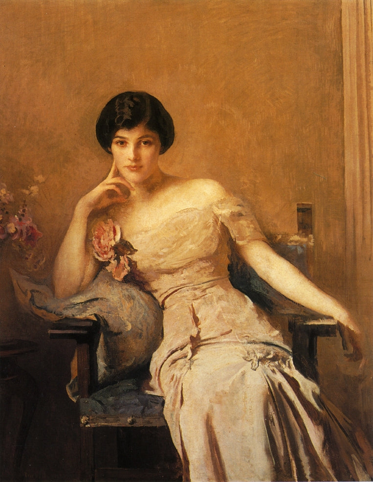 Mrs. John Lawrence, vintage artwork by Edmund Tarbell, 12x8" (A4) Poster
