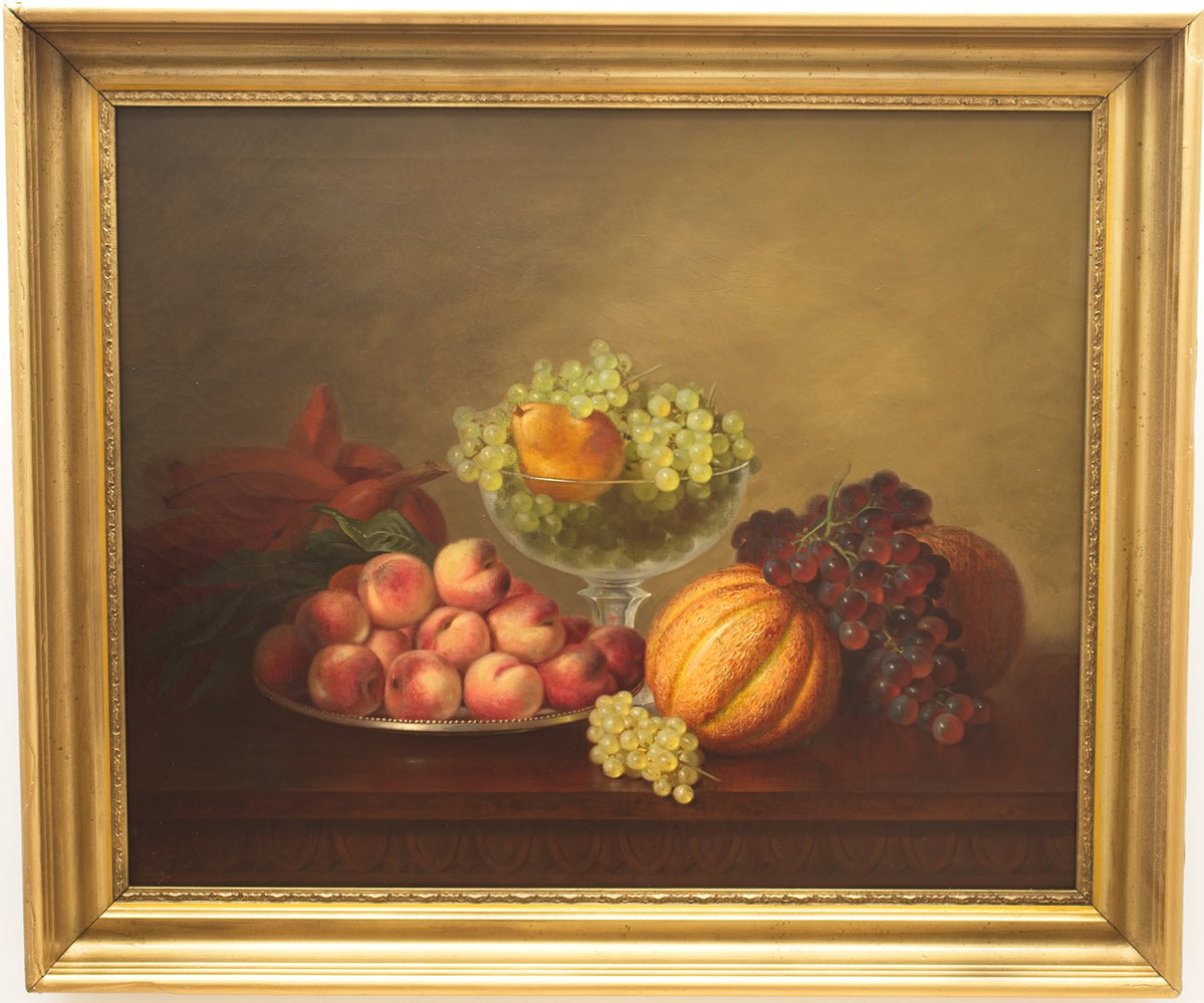 Still Life with Fruit and Compote, vintage artwork by Frederick S. Batcheller, 12x8" (A4) Poster
