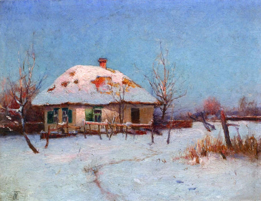 Winter Day, vintage artwork by Mikhail Tkachenko, 12x8" (A4) Poster