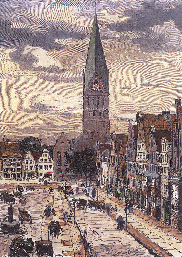 View of St. John Church, vintage artwork by Hans von Bartels, 12x8" (A4) Poster