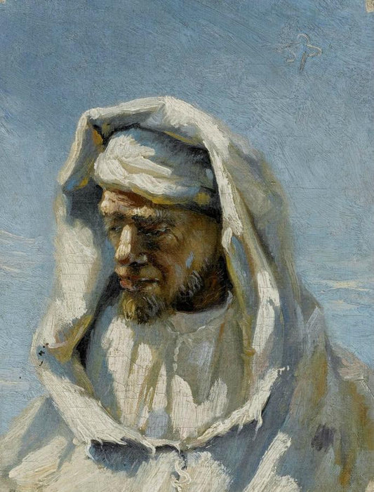 Portrait of a Bedouin (Bildnis eines Beduinen), vintage artwork by Frank Buchser, 12x8" (A4) Poster