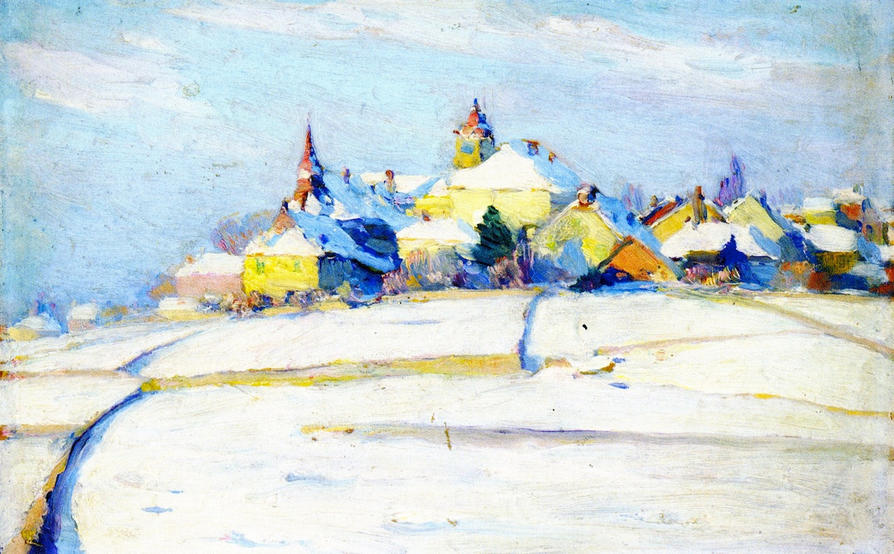 Pully under Snow, vintage artwork by Clarence Gagnon, 12x8" (A4) Poster