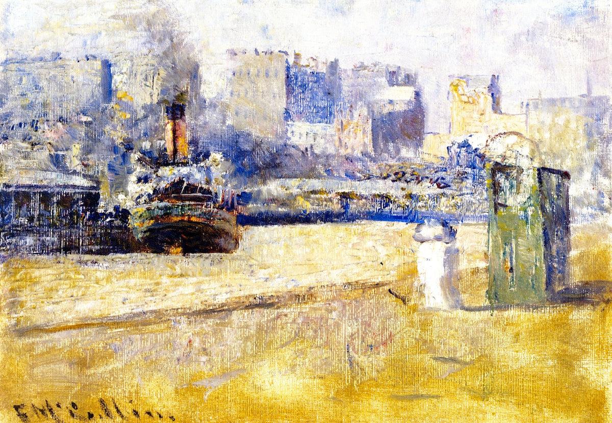 Shipping on the Yarra, vintage artwork by Frederick McCubbin, 12x8" (A4) Poster