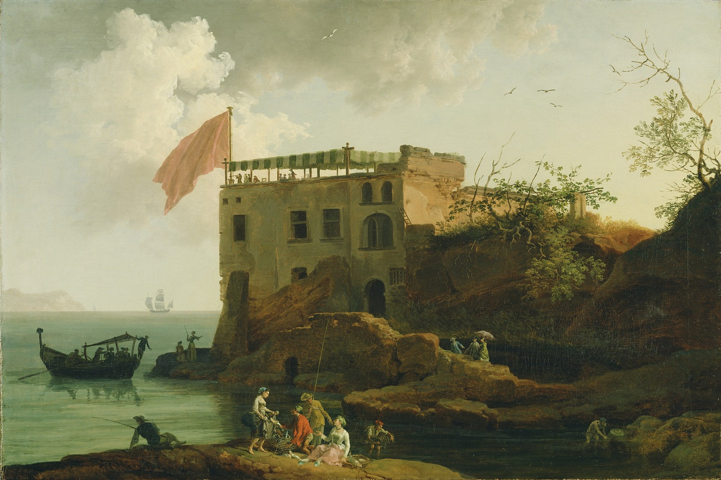 View of Gaiola, vintage artwork by Pierre-Jacques Volaire, 12x8" (A4) Poster