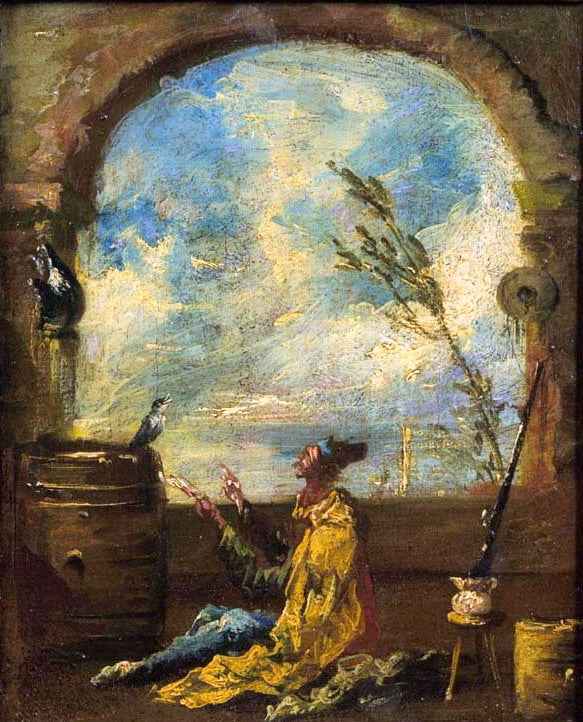 The Poet and the Bird, vintage artwork by Alessandro Magnasco, 12x8" (A4) Poster