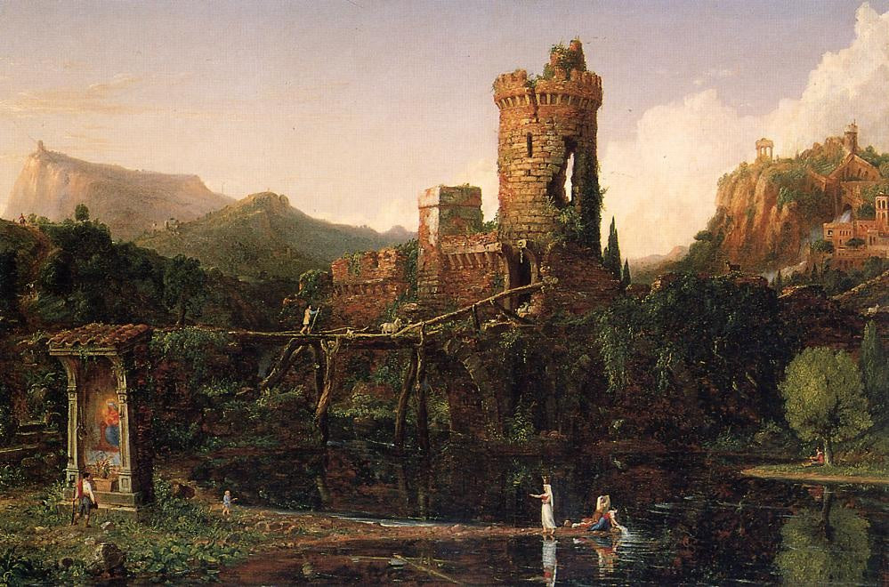 Landscape Composition:  Italian Scenery, vintage artwork by Thomas Cole, A3 (16x12") Poster Print