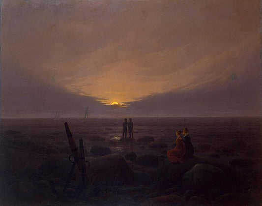 Moonrise by  the Sea, vintage artwork by Caspar David Friedrich, 12x8" (A4) Poster