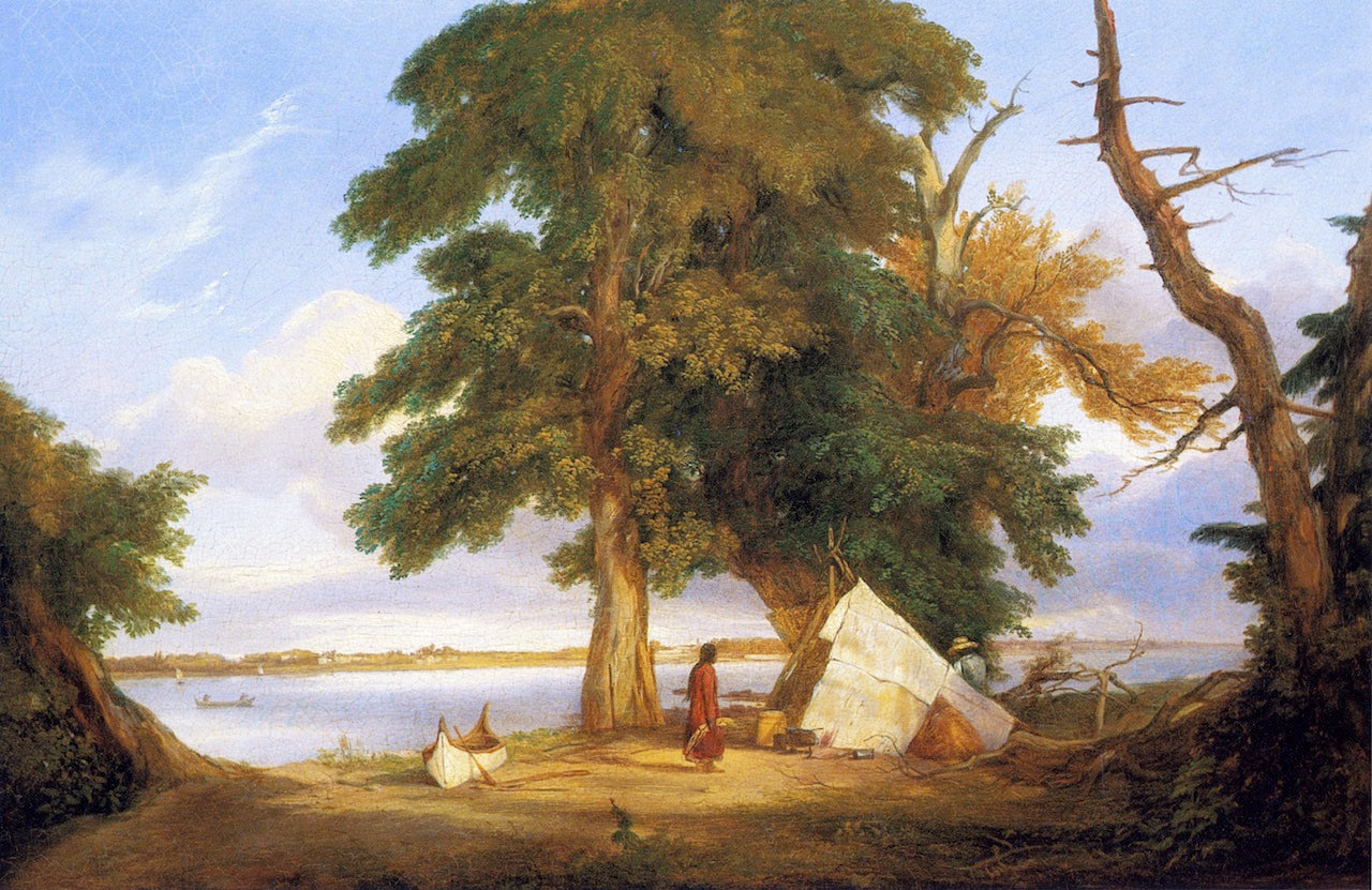 Winnebago Encampment, vintage artwork by Seth Eastman, A3 (16x12") Poster Print
