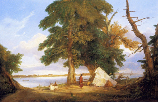 Winnebago Encampment, vintage artwork by Seth Eastman, A3 (16x12") Poster Print