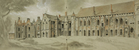 The Castle of Montargis Being Demolished, vintage artwork by Anne-Louis Girodet de Roussy-Trioson, 12x8" (A4) Poster