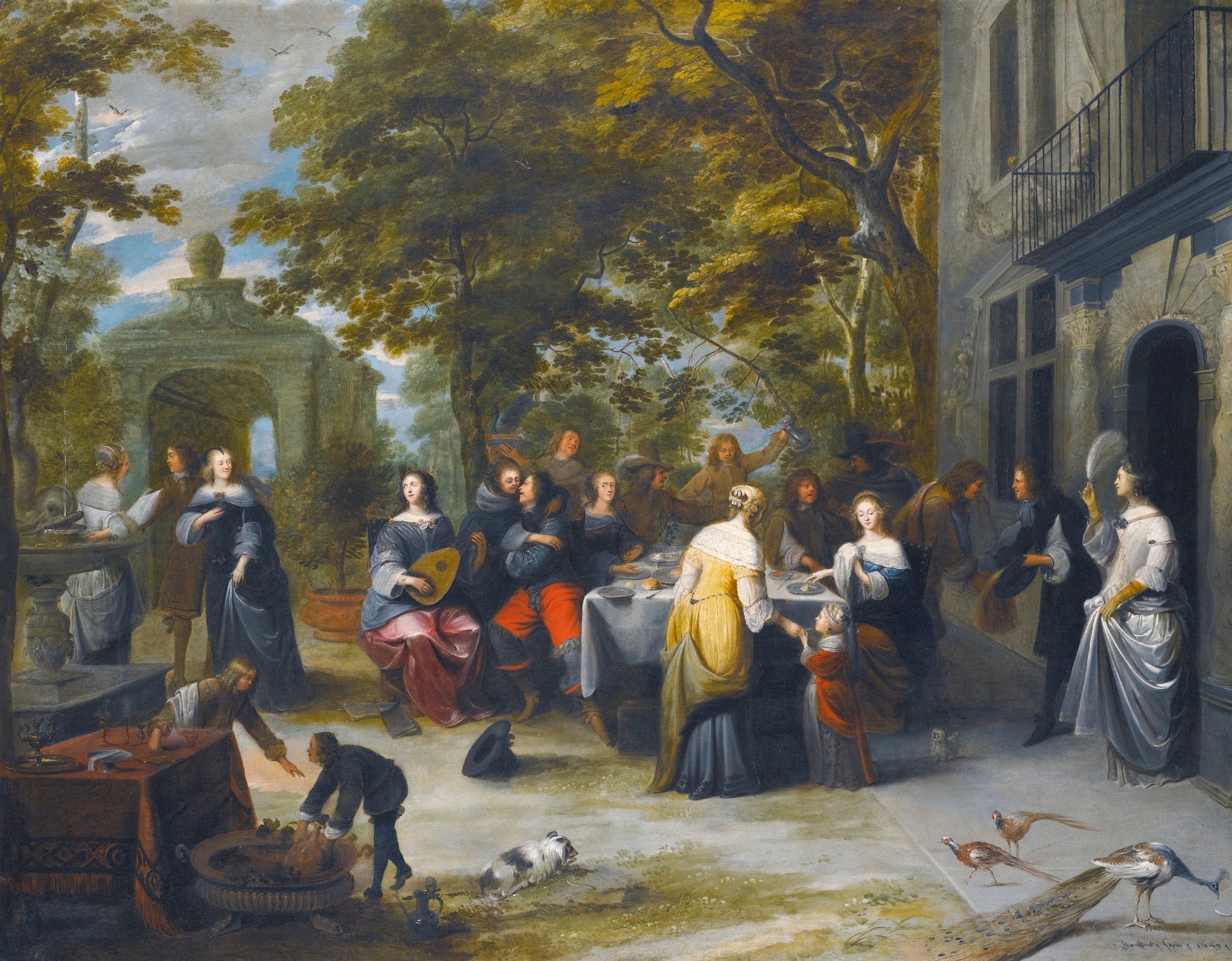 An Outdoor Banquet, vintage artwork by Hieronymus Janssens, 12x8" (A4) Poster