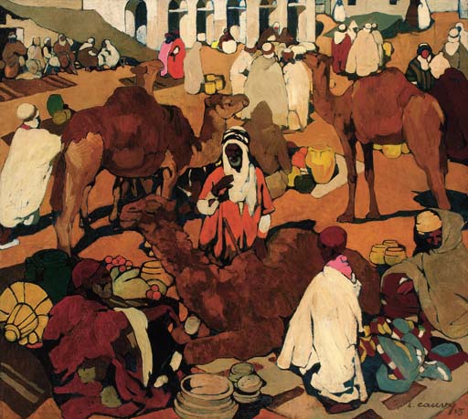 An Arab Bazar, vintage artwork by Leon Cauvy, 12x8" (A4) Poster