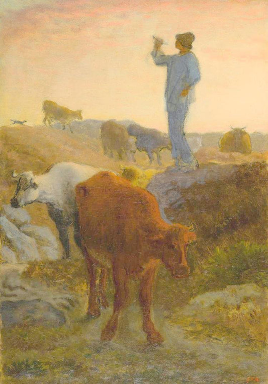 Calling Home the Cattle, vintage artwork by Jean-François Millet, A3 (16x12") Poster Print