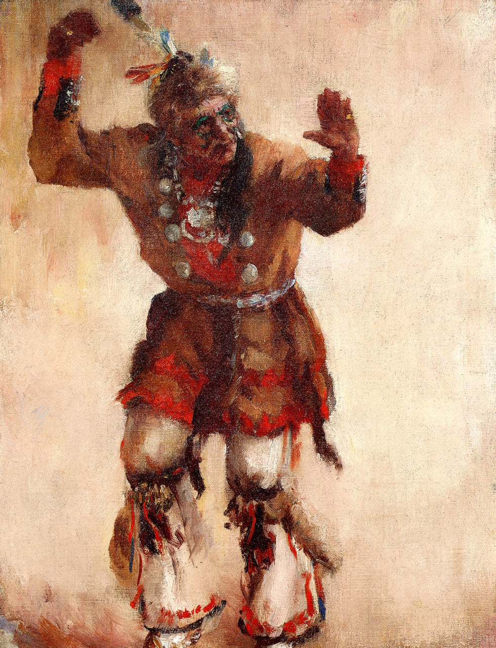 The War Dance, Canada, vintage artwork by William Blair Bruce, 12x8" (A4) Poster