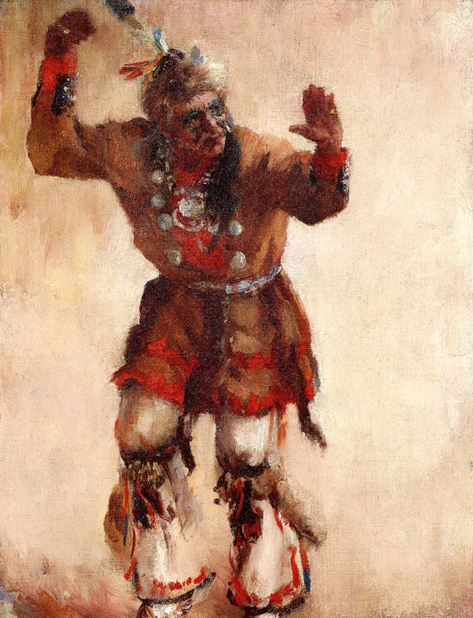 The War Dance, Canada, vintage artwork by William Blair Bruce, 12x8" (A4) Poster