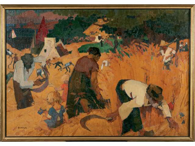 Moisson à la Clarte, vintage artwork by Jules-Emile Zingg, 12x8" (A4) Poster