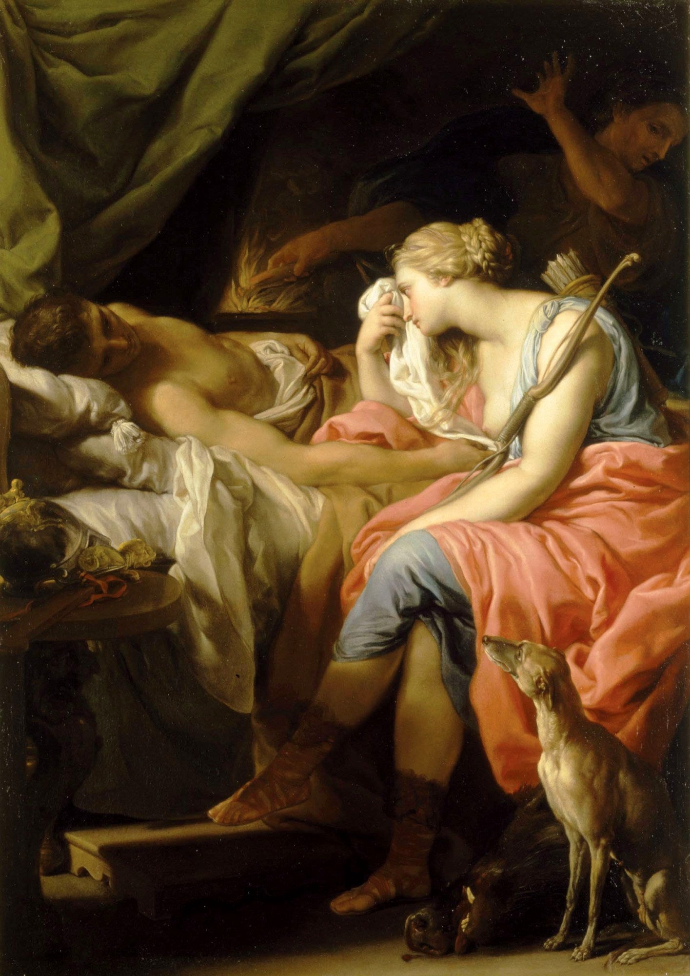 Atalanta Crying over the Body of Meleager, vintage artwork by Pompeo Batoni, 12x8" (A4) Poster